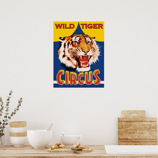 Zirkusshow, Wildtiger, Vintag Poster (Küche)
