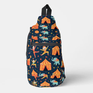 Zirkusthema auf Blau Crossbody Bag