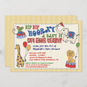 Zirkustier-Babyparty-Einladung - Gelb Einladung (Vorne/Hinten)