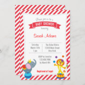 Zirkustier-Babyparty-Einladungs-Rot Einladung (Vorne/Hinten)