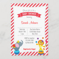 Zirkustier-Babyparty-Einladungs-Rot