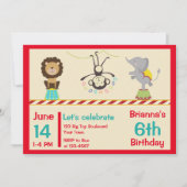 Zirkustier-Geburtstag Einladung (Vorderseite)