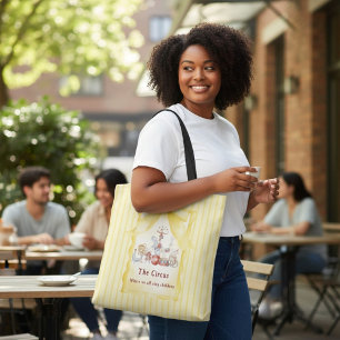 Zirkustiere im Vintage-Wasserfarbenstil in Gelb Ge Tasche