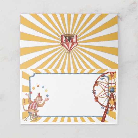 Zirkustiere Karnevalsbüffet-Platzkarten Platzkarte (Außenseite Aufgefaltet)