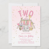 Zirkustiere Rosa, 2. Geburtstag Einladung (Vorderseite)