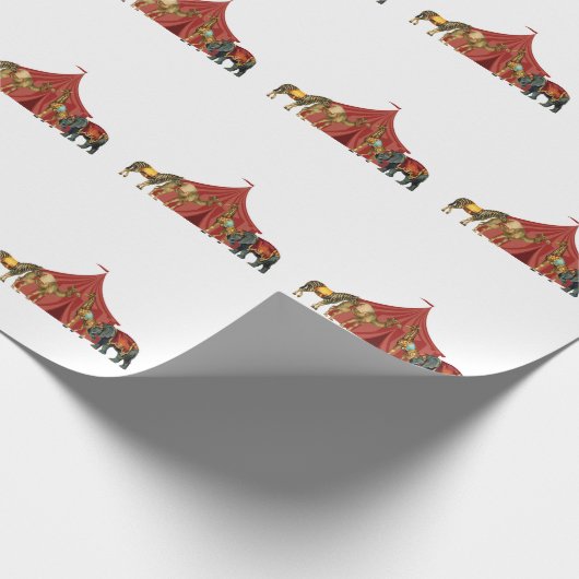 Zirkustiere und Zelte Geschenkpapier (Ecke)