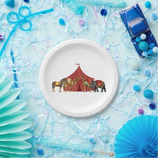 Zirkustiere und Zelte Pappteller (Party)