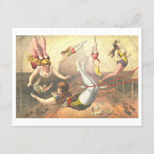 Zirkuswerbung Lithographie Vintage Akrobaten Postkarte