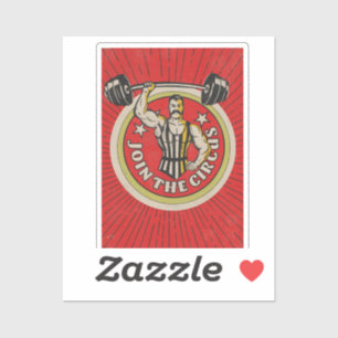 Zirkuswerbung Strongman im Vintage-Stil Aufkleber