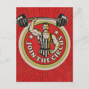 Zirkuswerbung Strongman im Vintage-Stil Feiertagspostkarte