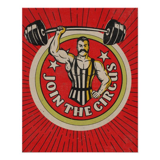 Zirkuswerbung Strongman im Vintage-Stil Poster (Vorderseite)