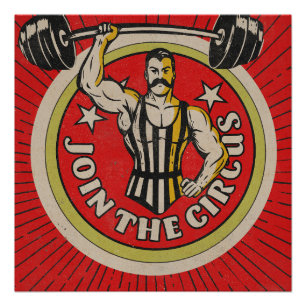 Zirkuswerbung Strongman im Vintage-Stil Poster