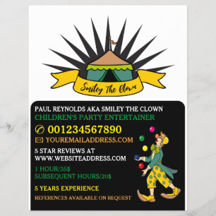 Zirkuszelt Clown, Kinderunterhalter, Clown Werbung Flyer