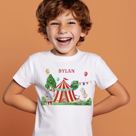 Zirkuszelt und Karnevalstiere Name Kinder T-Shirt