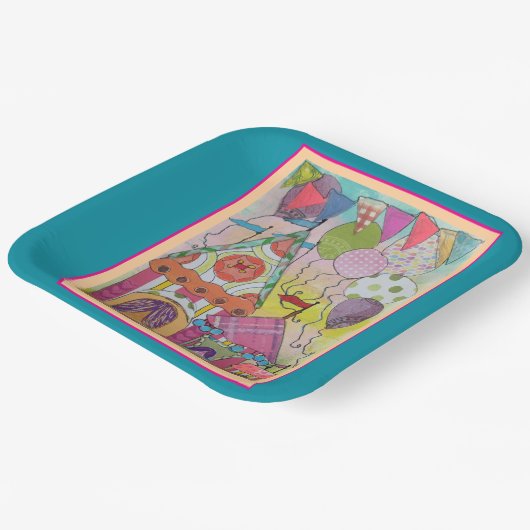 Zirkuszelte und Balloons Pappteller (Gewinkelt)