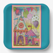 Zirkuszelte und Balloons Pappteller (Vorderseite)