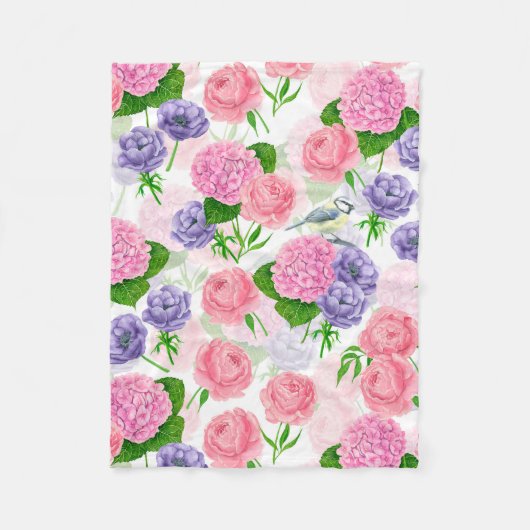 Zistvogel und Blume Fleecedecke (Vorderseite)