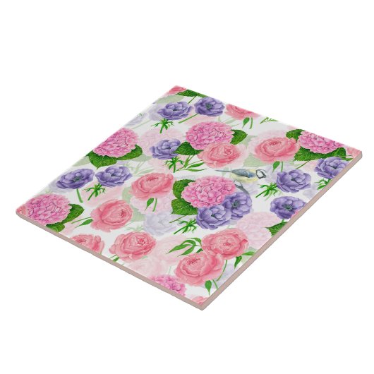 Zistvogel und Blume Fliese (Seite)