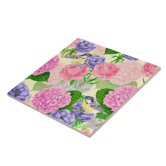 Zistvogel und Blume Fliese (Seite)