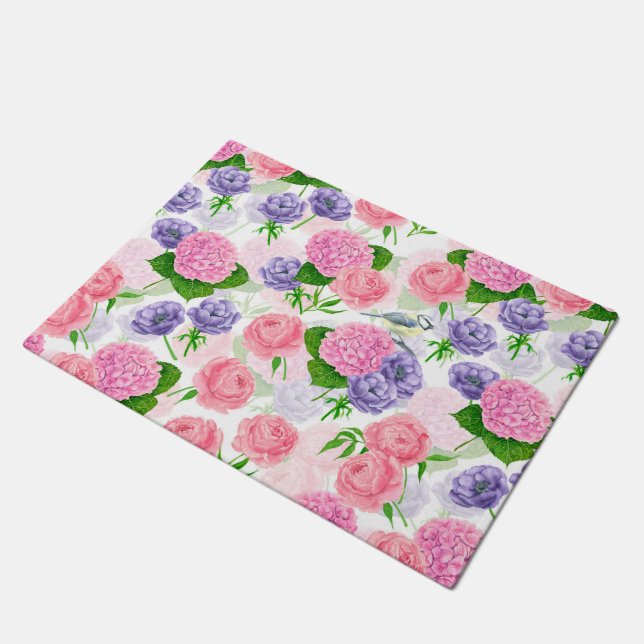 Zistvogel und Blume Fußmatte (Schrägansicht)