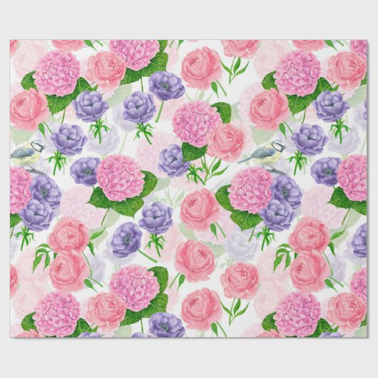 Zistvogel und Blume Geschenkpapier (Flach)