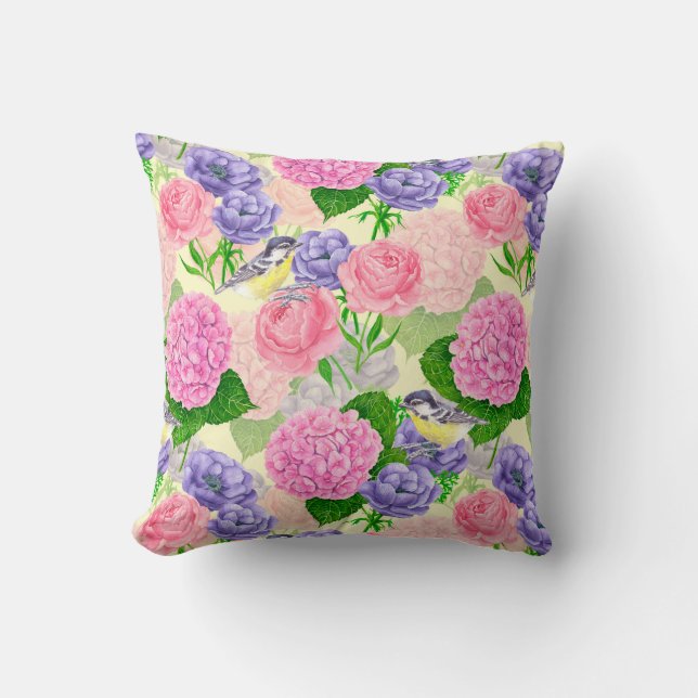 Zistvogel und Blume Kissen (Vorderseite)