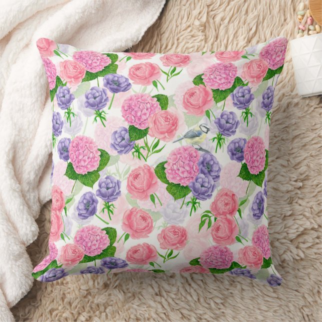Zistvogel und Blume Kissen (Decke)