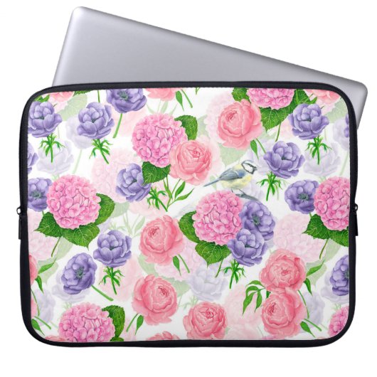 Zistvogel und Blume Laptopschutzhülle (Vorderseite)