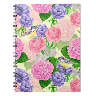 Zistvogel und Blume Notizblock