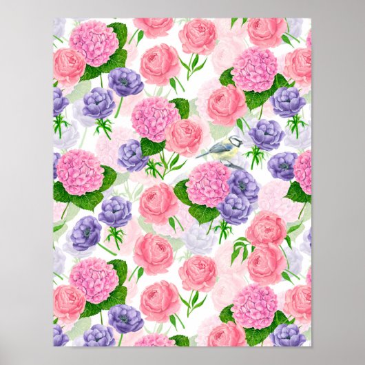 Zistvogel und Blume Poster (Vorne)