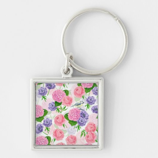 Zistvogel und Blume Schlüsselanhänger (Vorne)