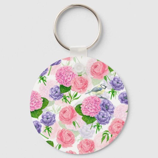 Zistvogel und Blume Schlüsselanhänger (Vorderseite)