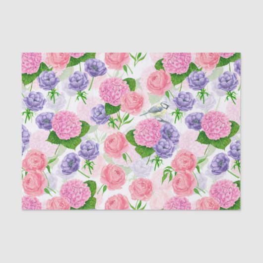 Zistvogel und Blume Seidenpapier (Vorderseite)