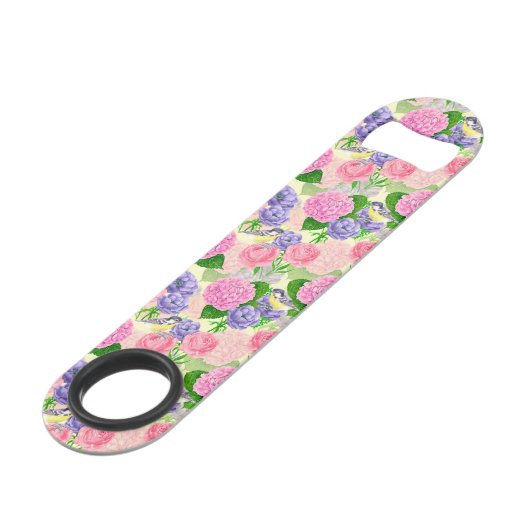 Zistvogel und Blume Speed Flaschenöffner (Vorderseite Schrägansicht)