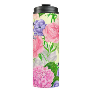 Zistvogel und Blume Thermosbecher