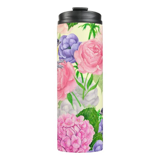 Zistvogel und Blume Thermosbecher (Vorderseite)