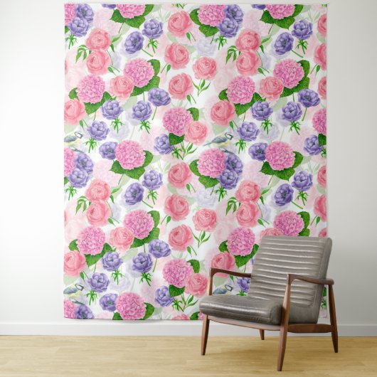 Zistvogel und Blume Wandteppich (Beispiel)