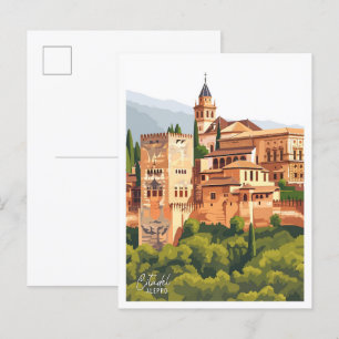 Zitadelle Aleppo Kunst Vintage Reiseillustration Postkarte