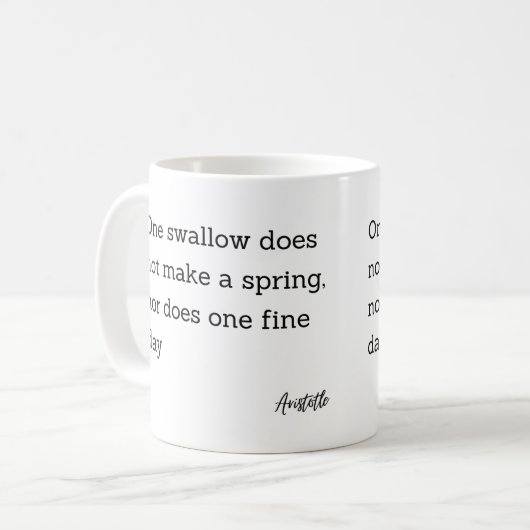 Zitat Aristoteles Schlucken Kaffeetasse (Vorderseite Links)