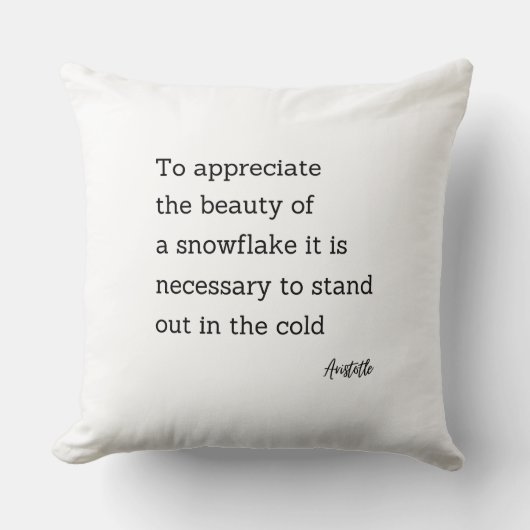 Zitat Aristoteles-Schneeflocke Kissen (Vorderseite)