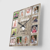 Zitat aus beängstigendem Holz 12-Fotocollage Quadratische Wanduhr (Winkel)