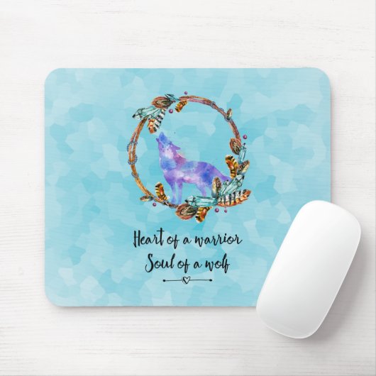 Zitat aus Howling Wolf in einem Boho-Kranz Mousepad (Mit Mouse)