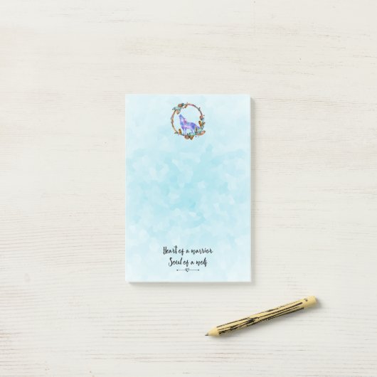 Zitat aus Howling Wolf in einem Boho-Kranz Post-it Klebezettel (Auf Schreibtisch)