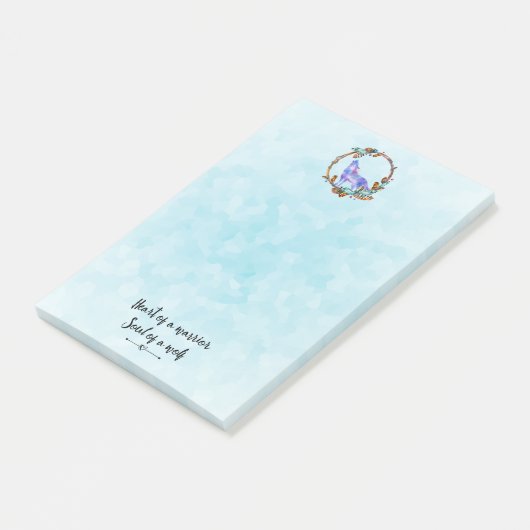 Zitat aus Howling Wolf in einem Boho-Kranz Post-it Klebezettel (angewinkelt)