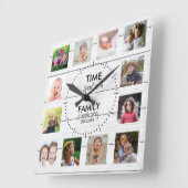 Zitat aus weißem Holz 12 Fotovorlagen Quadratische Wanduhr (Winkel)