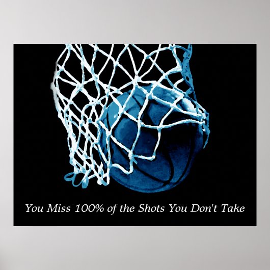 Zitat-Basketball blaues Kunstwerk Poster (Vorne)
