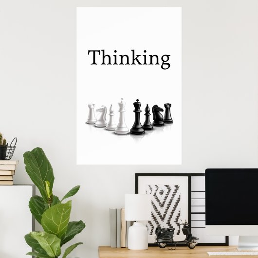 Zitat Black Text Schach Pieces Poster (Heimbüro)