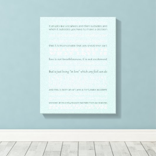 Zitat "Captain Corellis Mandolin" Leinwanddruck (Insitu (Holzboden))