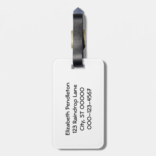 Zitat "Dance between the Raindrops" Gepäckanhänger (Rückseite vertikal)