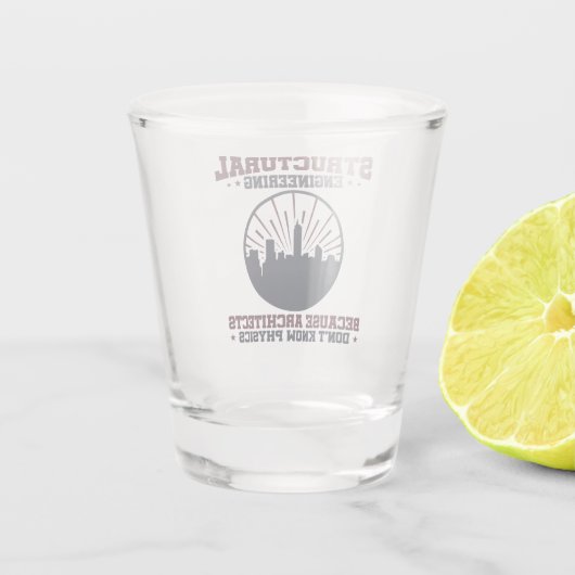 Zitat der Bauingenieurphysik Schnapsglas (Rückseite)